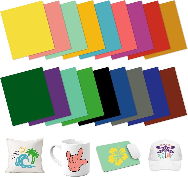 HTVSTD Solid Color Sublimation Ink Transfer Sheets 18 Sheets 12'' x 10''Pink/Yellow/Green Sublimation Paper Transfer Sheets for Mugs Tumblers DIY Transfer Paper - Image 1